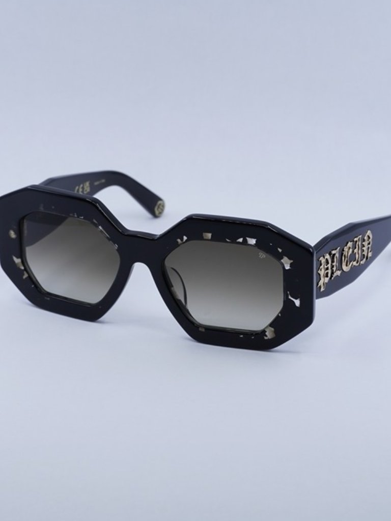 Philipp Plein Spp098m Supreme Star 0700 Sunglasses Black Geometric Frame